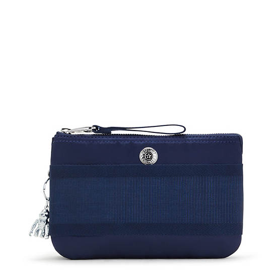 Kipling Creativity Extra Large Metallic Wristlet Bags Cosmic Blue Stripe | CA 2067AH